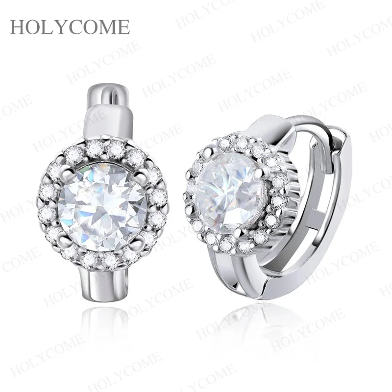 0,5ct 1ct D-Farbene Moissanit-Creolen für Damen, Geschenk, S925 Sterlingsilber, runde Ohrringe, Hochzeitsschmuck, Großhandel – Detail 3