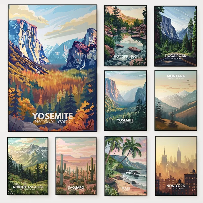 Modern American Tourist Landscape Poster National Park United States City Canvas Painting Wall Art for Living Room Home Decor