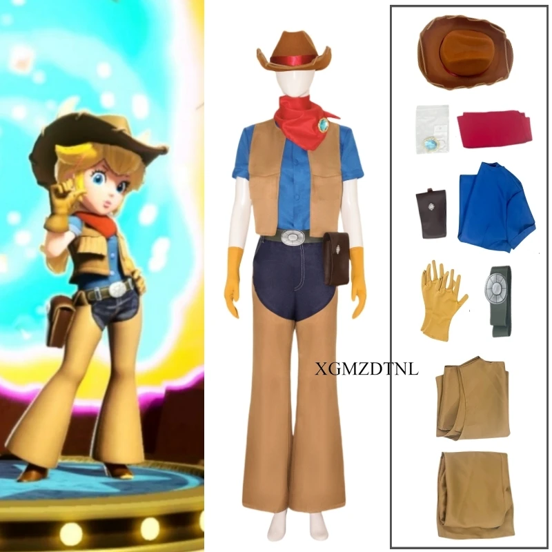 2024 Showtime Peach COWGIRL Set Cosplay Costume for Women Carnival Halloween Makeup Ball Cute Casual Cowboy Suit Girls Anime