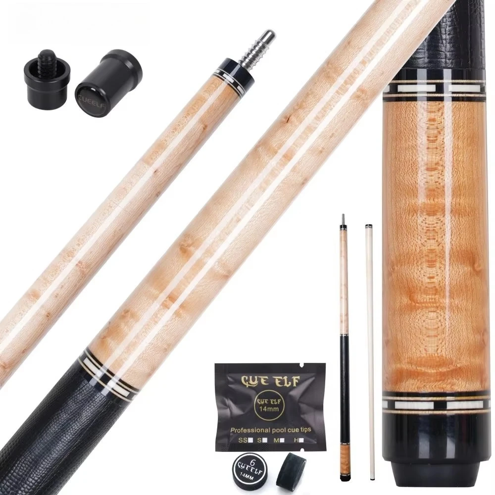 

Real Lizard Skin Wrap Billiards Pool Cues Imitate Lvory Ring Curly Wood Pool Billiard Cue 12.5mm Tip Size