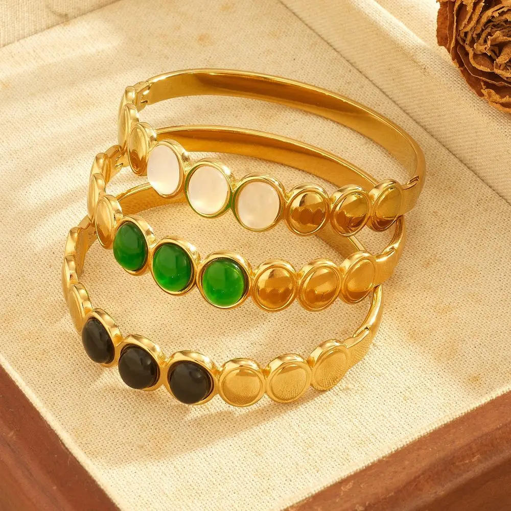 Alloy Cat's Eye Stone Bracelet Stackable Colored Dropper Oil Colored Dropper Oil Bangle Vintage Retro Women's Hand Bracelet
