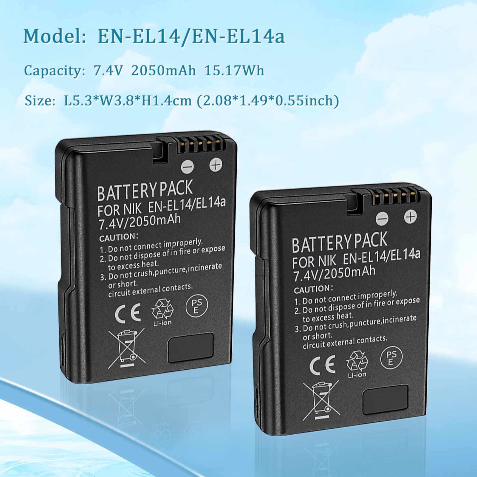 EN-EL14 Battery for Nikon D3100 D3200 D3300 D3400 D3500 D5300