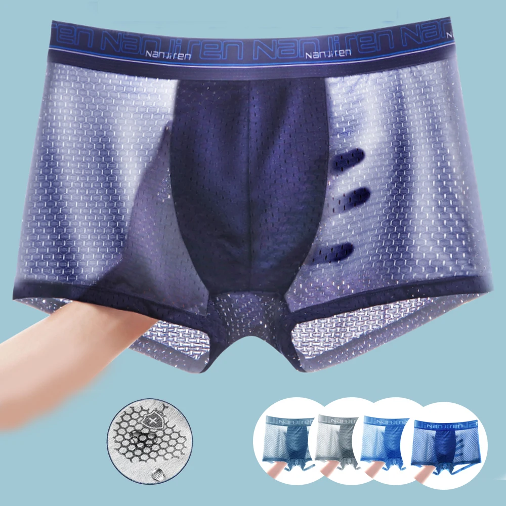 Boxers Men Ice Silk Mesh Boxer Shorts Underwear men Men\'s panties Boxers Homme Boxershorts Plus Size Panties Sexy Underpants