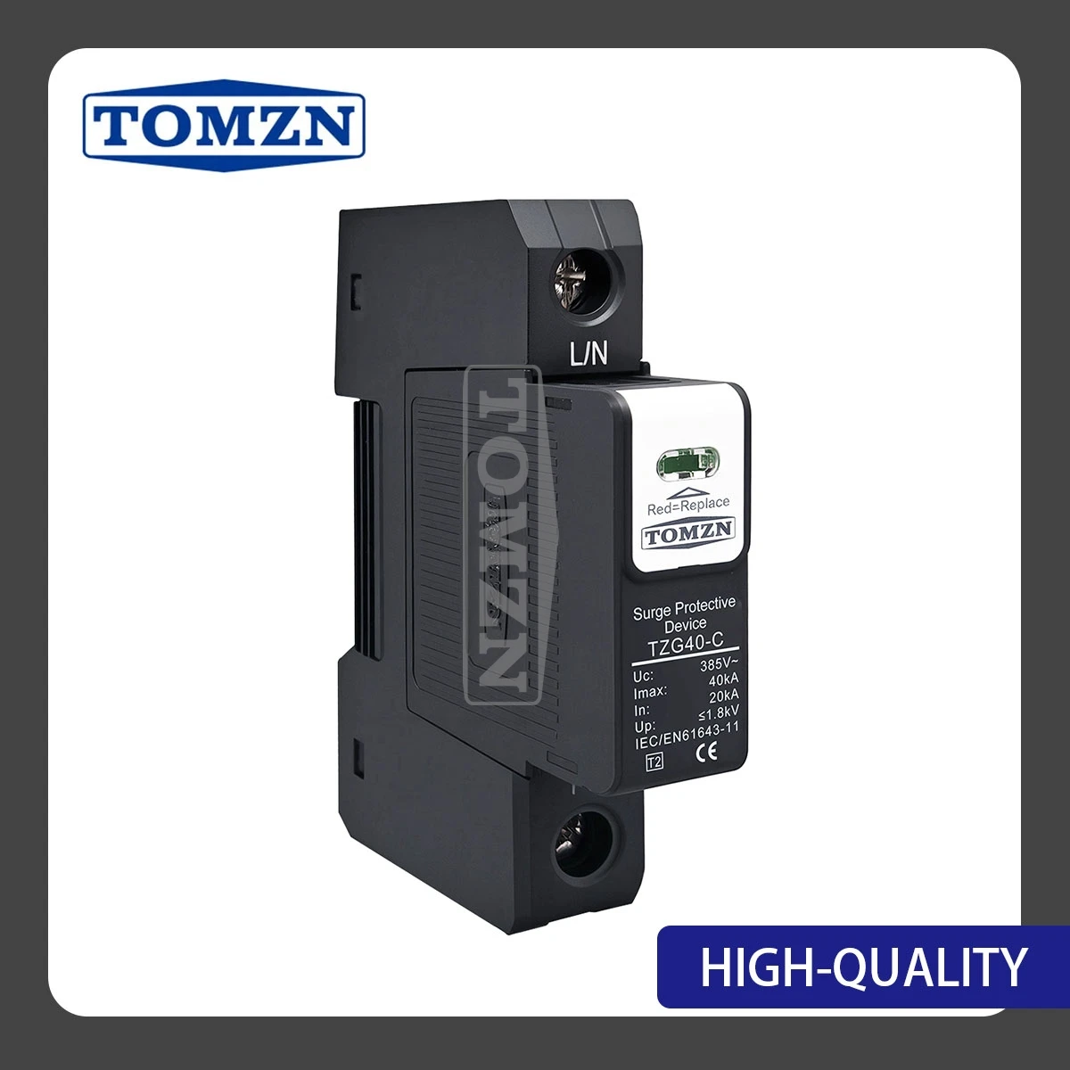DIN Rail SPD TZG40-B/C/D 1234P PA66 110V 220V AC 10kA 20kA 30kA T2 New Type Pluggable Tomzn Office For PC Lightning Protection