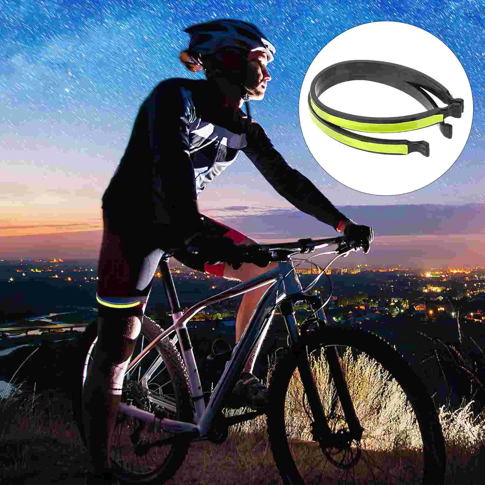 

2 Pcs Bike Reflector Clip Vest Trouser Band LED Lights Wheel Alarming Clips Removable Reflective Tape