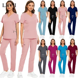 Conjunto de exfoliantes Multicolor para quirófano, pantalones superiores para médico y enfermera, ropa de trabajo de laboratorio, bata quirúrgica, uniforme de enfermería médica, monos clínicos