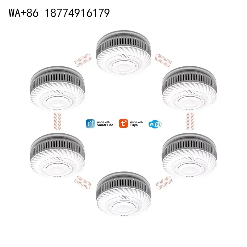 wmwmnu 85Db WIFI Smoke Detector Safe Sound 868MHZ Leak Sensor House Interconnected Smoke Detector Fire Alarm