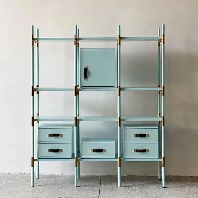Simple Modern Solid Wood G Rack Display Shelf with Storage Drawer Box for Living Room Furniture Organization and Decor