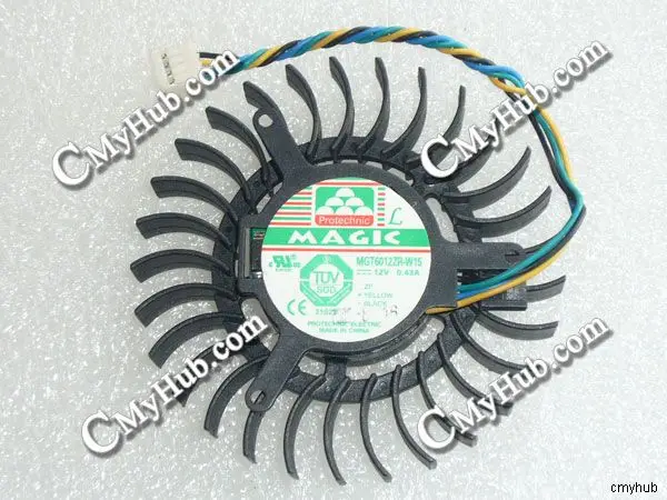 Pour Protechnic MGT6012ZR W15 DC12V 0.43A 6013 6CM 60mm 60X60X13mm 4Pin 4 fils foulant ventilateur de refroidissement MGT6012ZR-W15 W15 noir