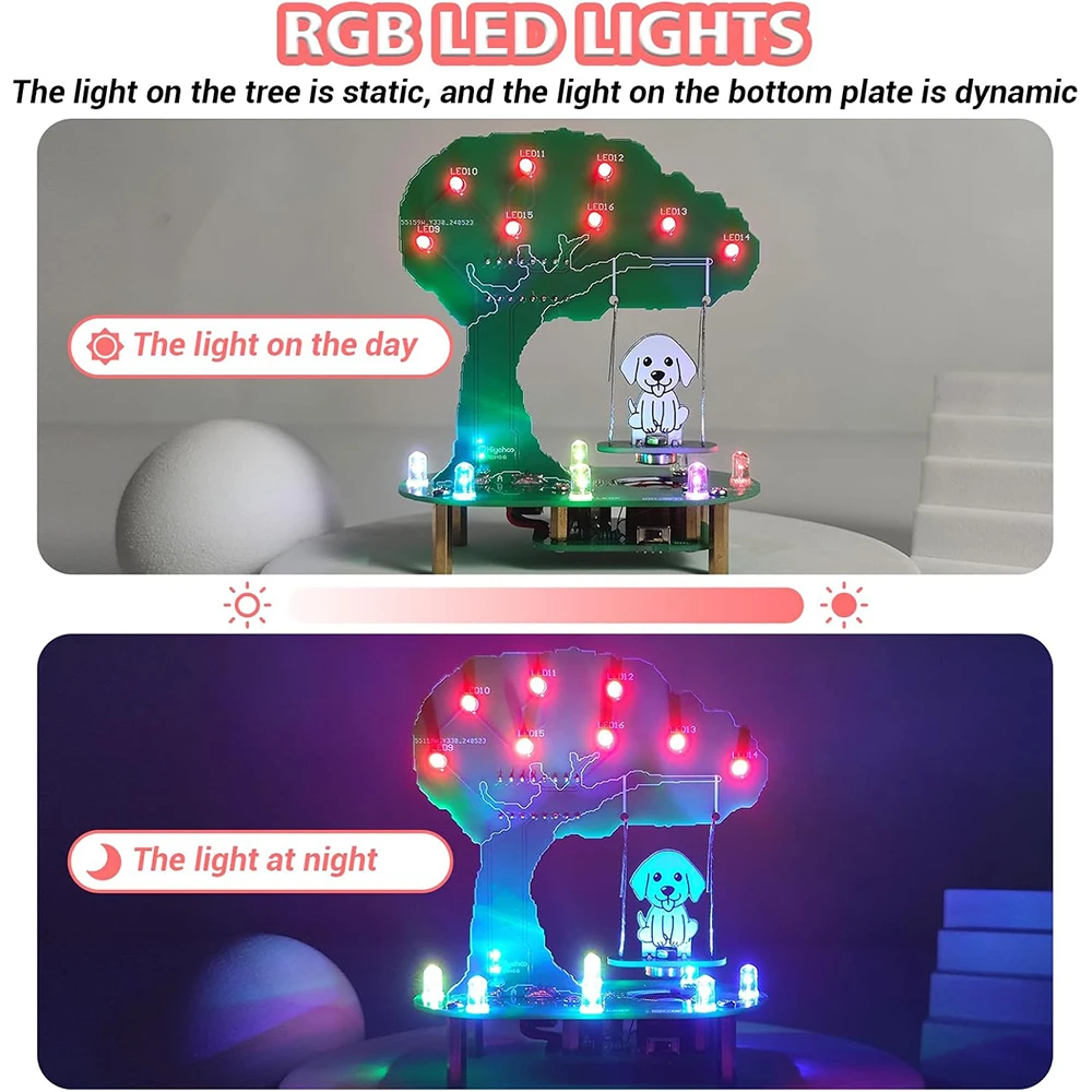 Zestaw do samodzielnego lutowania huśtawki Huśtawka dla psa Huśtawka elektromagnetyczna Elektroniczne zestawy do ćwiczeń z diodami LED RGB do edukacji STEM — zdjęcie produktu 4
