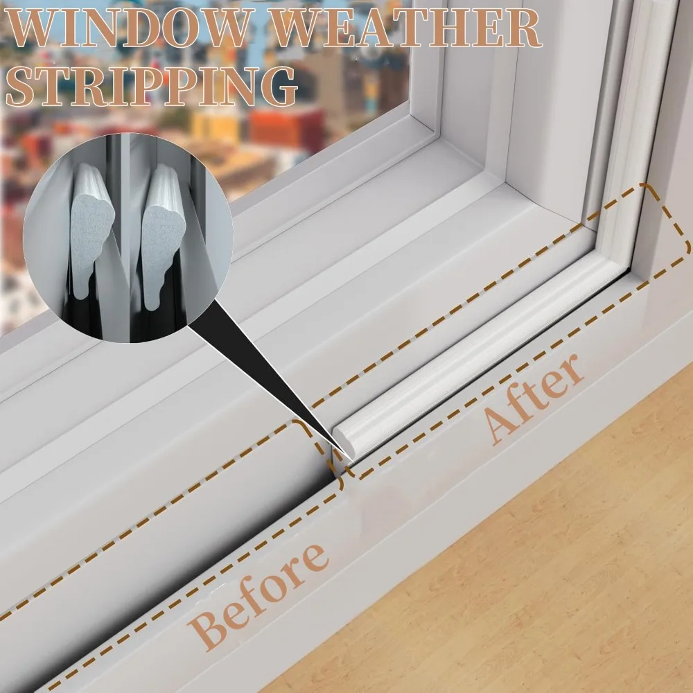 20M-2M Window Sealing Strip Self-adhesive PU Acoustic Foam Door Sealing Strip Soundproof Windproof Window Gap Filling Strip