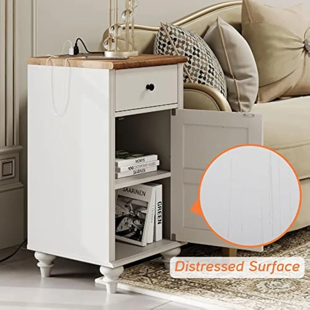 زوج من الطاولات الخشبية مع محطة شحن ودرج وخزانة تخزين لغرفة المعيشة الحديثة