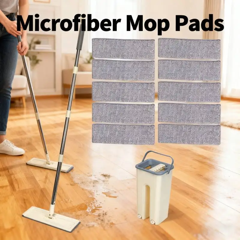 

Multipurpose Floor Cleaning Cloth Pads Water Absorption Squeeze Floor Mop Bathroom Mop Pads with Bucket Home Kitchen Cleaner