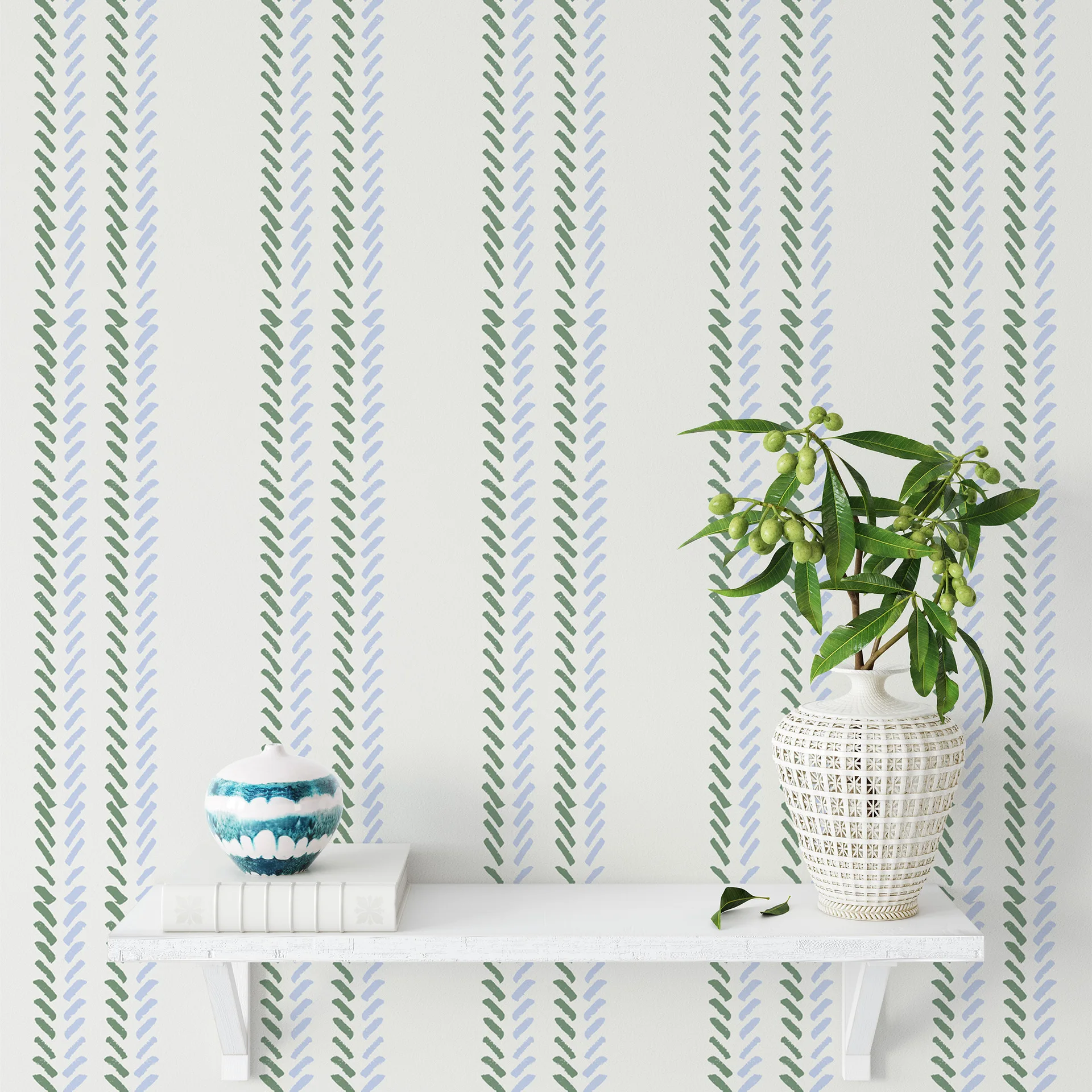 

Blue and Green Wallpaper Peel Stick Self Adhesive Stripe Wall Paper Geometric Wallcoverings Wall Decal Room Decoration