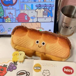 Funny bread cute pencil case plush creative pencil bag School stationery bag Children pen case prizes gifts Student pencil cases