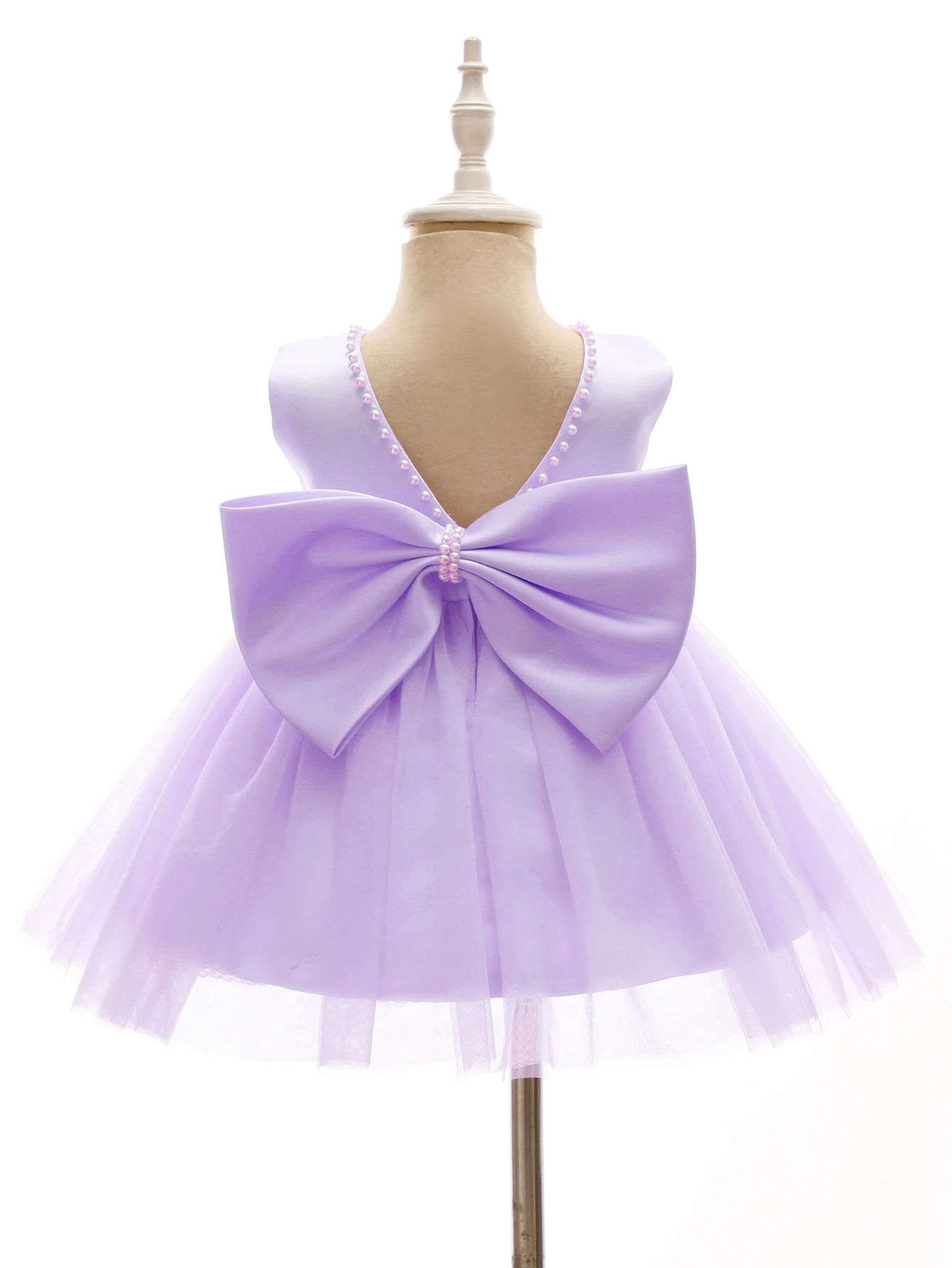 Cute Baby Girls alta qualità Satin Fashion Fancy Bow Luxury Beautiful Flower Baby Girl Dress Party