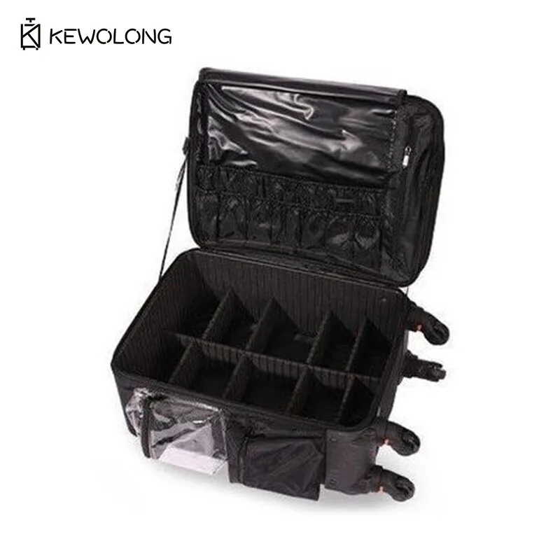 حقيبة فنان مكياج احترافية - منظم مستحضرات تجميل كبير مع مقصورات متعددة للأظافر والوشم