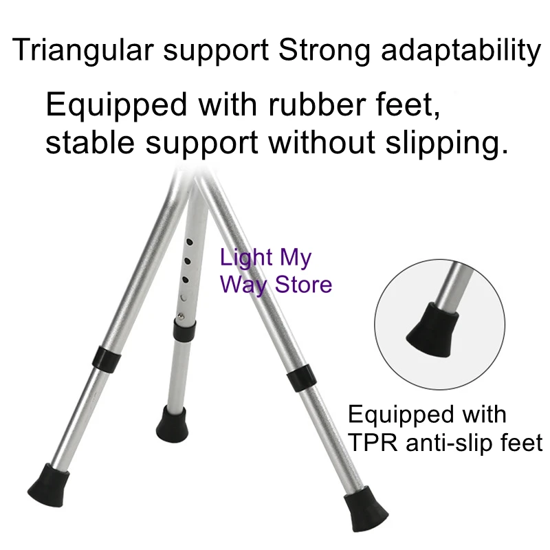 Telescopic Cane Stool with Light Three Legs Cane Chair for Elderly Aluminum Cane with Stool