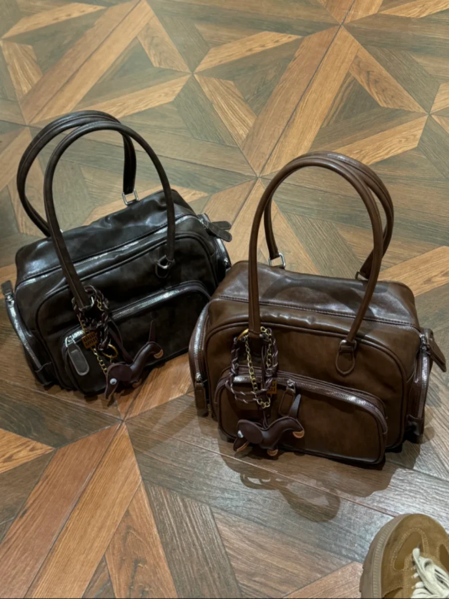 

Zhang ng Women's Motorcycle Underarm Baseball Bag Autumn Winter New Sle Retro Multi-ket Tote Handbag Single oulder Bag