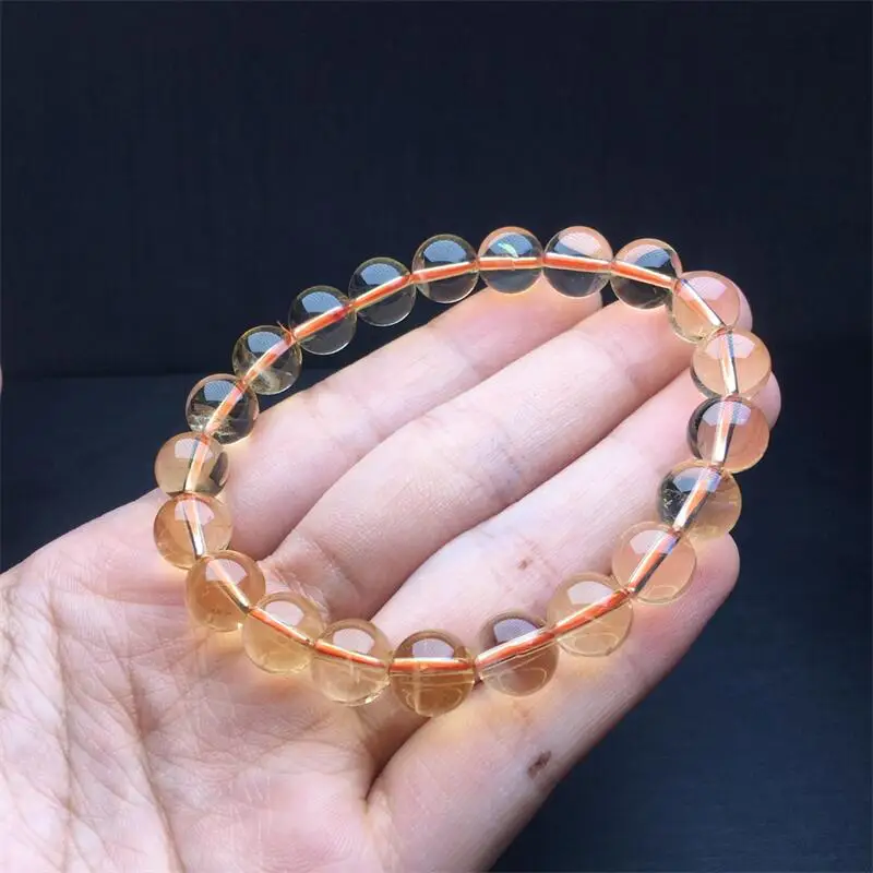 10MM Natural Brazilian Citrine Bracelet String Charms Handmade Fortune Energy Bangle Mineral Woman Amulet Jewelry Gift