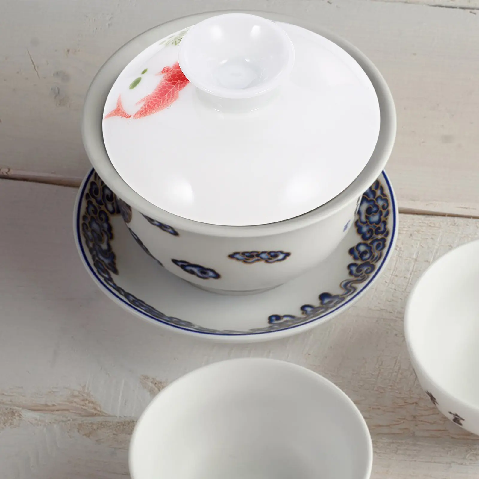 Blue-and-White Porcelain Tea Cup Lid Ceramic Replacement Cover Fine Texture Spill-Proof Dust-Proof Easy-Clean for Home Office