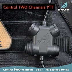 Z-TAC-Tactical Dual PTT Softai Headphones, Airsoft Militar Headset, caça, tiro, Walkie-Talkies, Baofeng, UV82, Acessórios