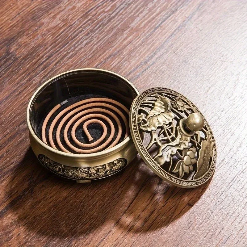 1, медная курильница, античный сплав, буддийская курильница, курильница для семейной чайной комнаты, украшение для дома