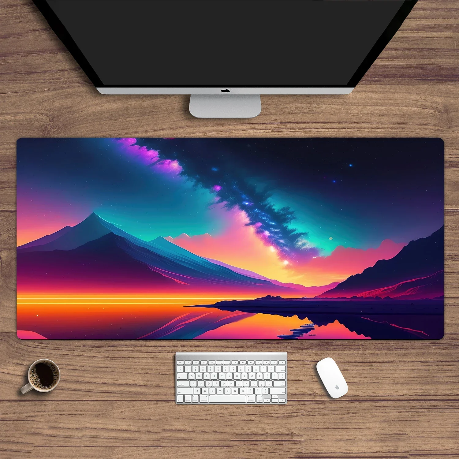 Dark Starry Milky Way Alpine Valley Print Mouse Mat Non Slip Waterproof Large Gaming Pad Thoughtful Holiday Present