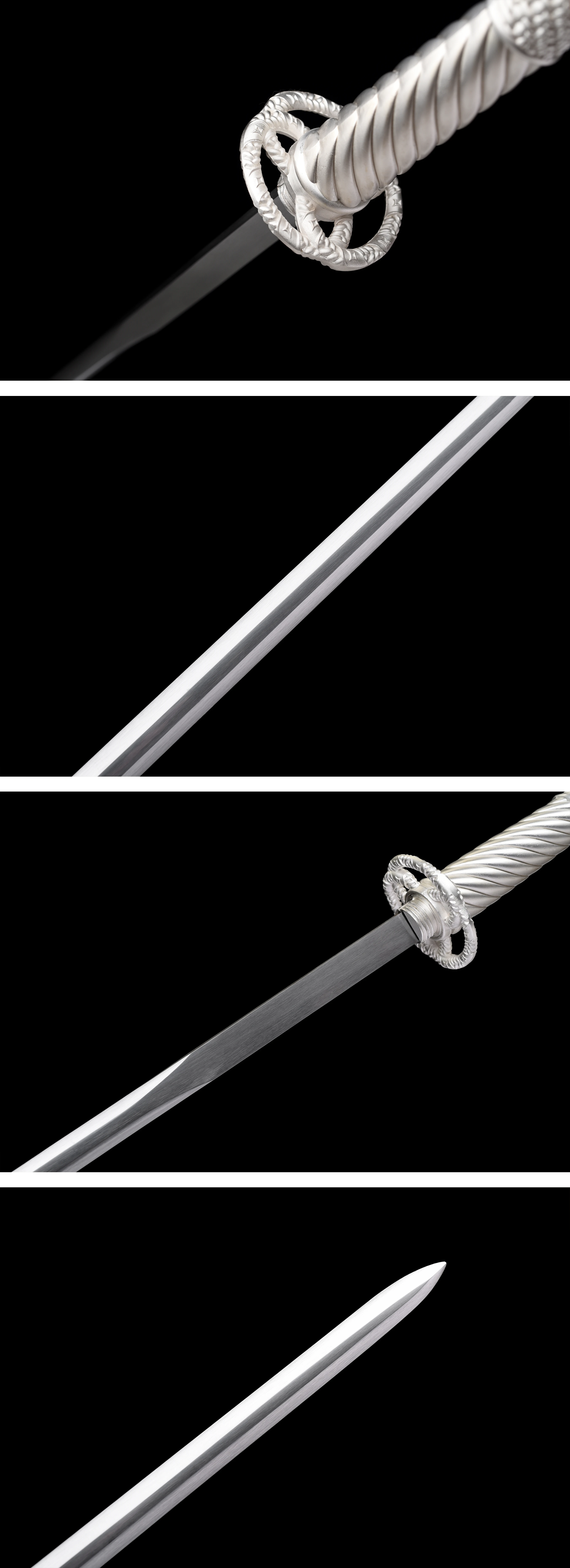 نسخة طبق الأصل وإعادة بناء العصور الوسطى الربيع الصلب الفضة القمر اليابانية سيف الساموراي أسلحة كاتانا الحادة كامل تانغ نينجا نايت