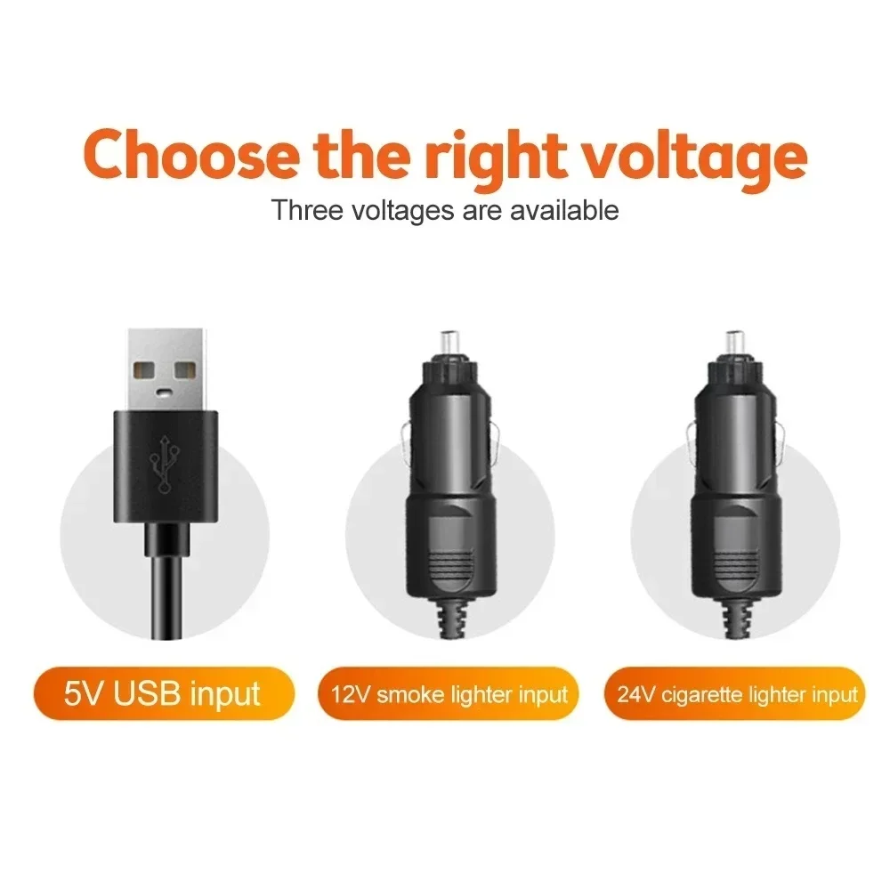 New Car Fan 360° Adjustable Triple-Head 12V/24V USB Powerful Cooling Circulation Ideal for Vehicle Comfort on Long Drives amagi