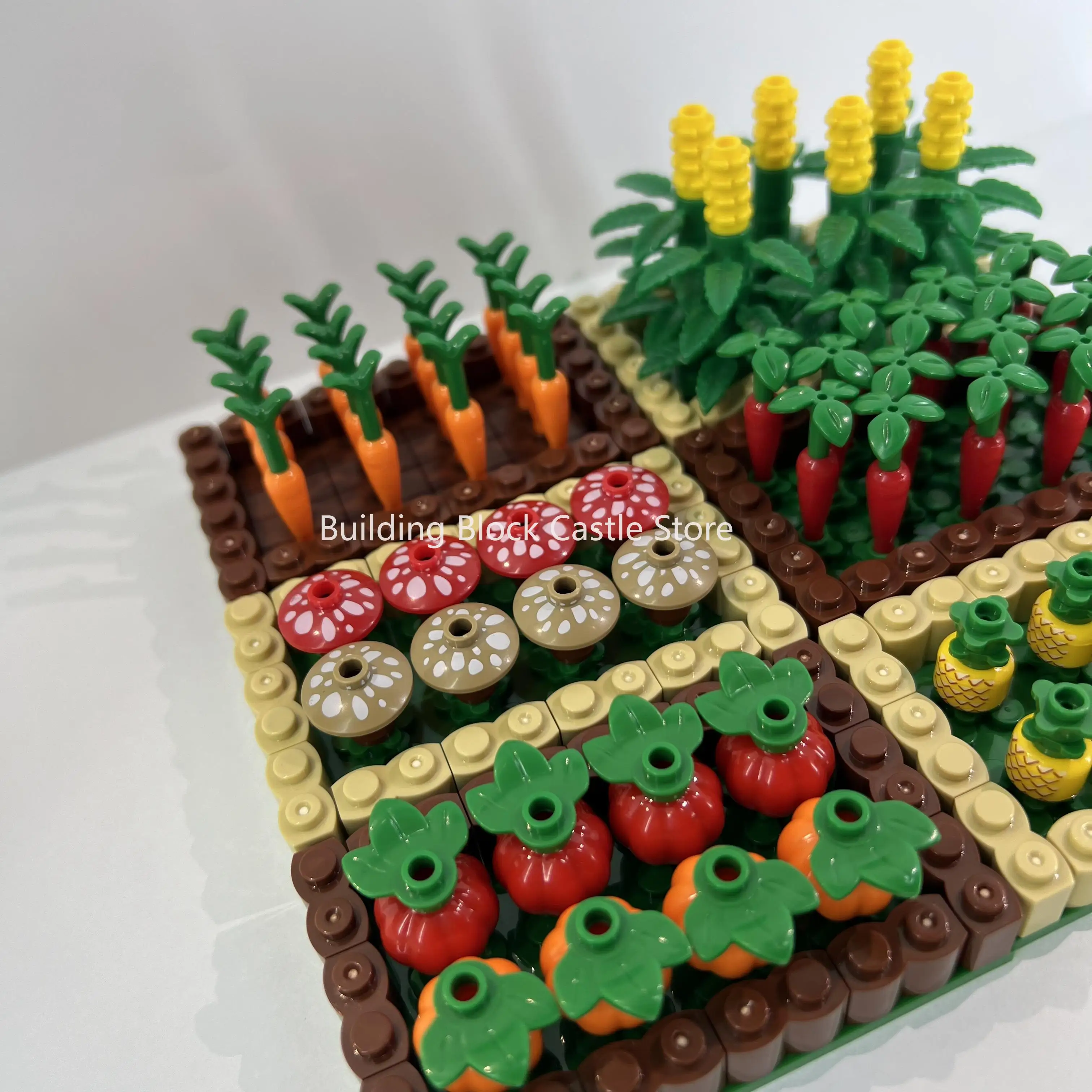 MOC Orchard Vegetable Plot Pumpkin Corn Pineapple Mushroom Radish Creative Scene Small Particle Building Block Toy Model.