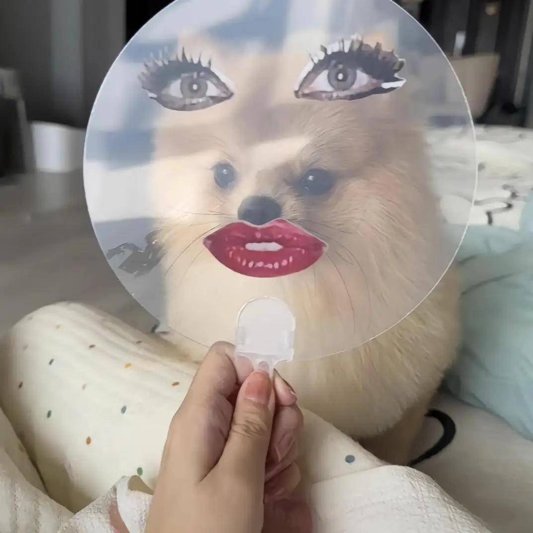 Funny Red Lips Printed Abstract Fan Creative Transparent Spoofs Flaming Red Lips Fan Party Interactive Practical Jokes Props