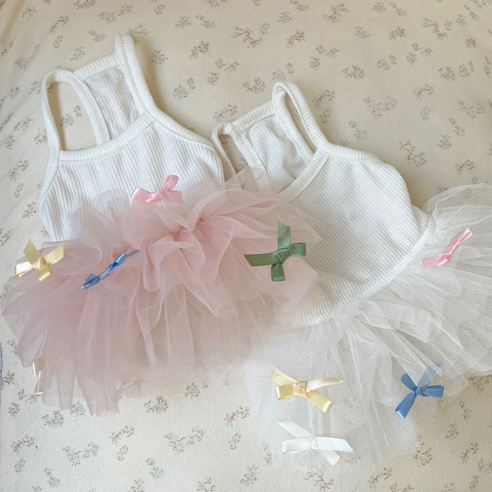 Ins Bow Ballerina Skirt Suspenders Spring and Summer Pet Cat Dog Girl Cute Tutu Skirt Maltese Bichon Small Dog Dress Pet Tutu