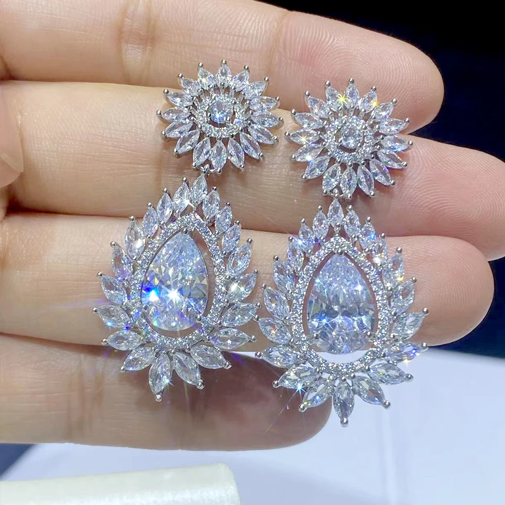 ASNORA Elegant Chandelier AAA+ Cubic Zirconia Long Big Crystal Bridal Dangle Drop Earring for Wedding Jewelry Bridesmaid Gifts