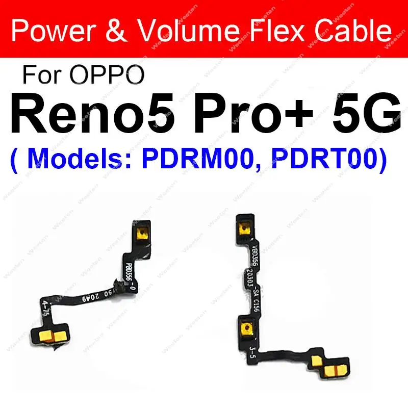 Power Volume Flex Cable For OPPO Reno 5 6 Pro Plus Pro+ 6 Lite 4G 5G Side Button Power Volume Flex Ribbon Replacement