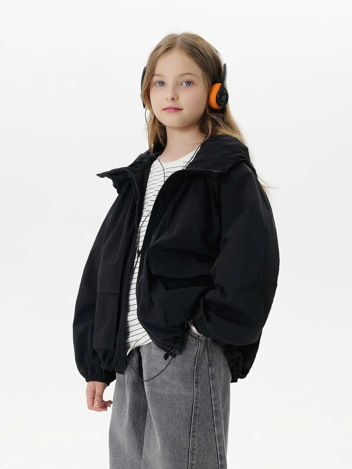 

MARC & JANIE Big Kids Girl Leisure Lightweight Soft Puff Sleeve Big Pocket Jacket Outerwear for Autumn 551557