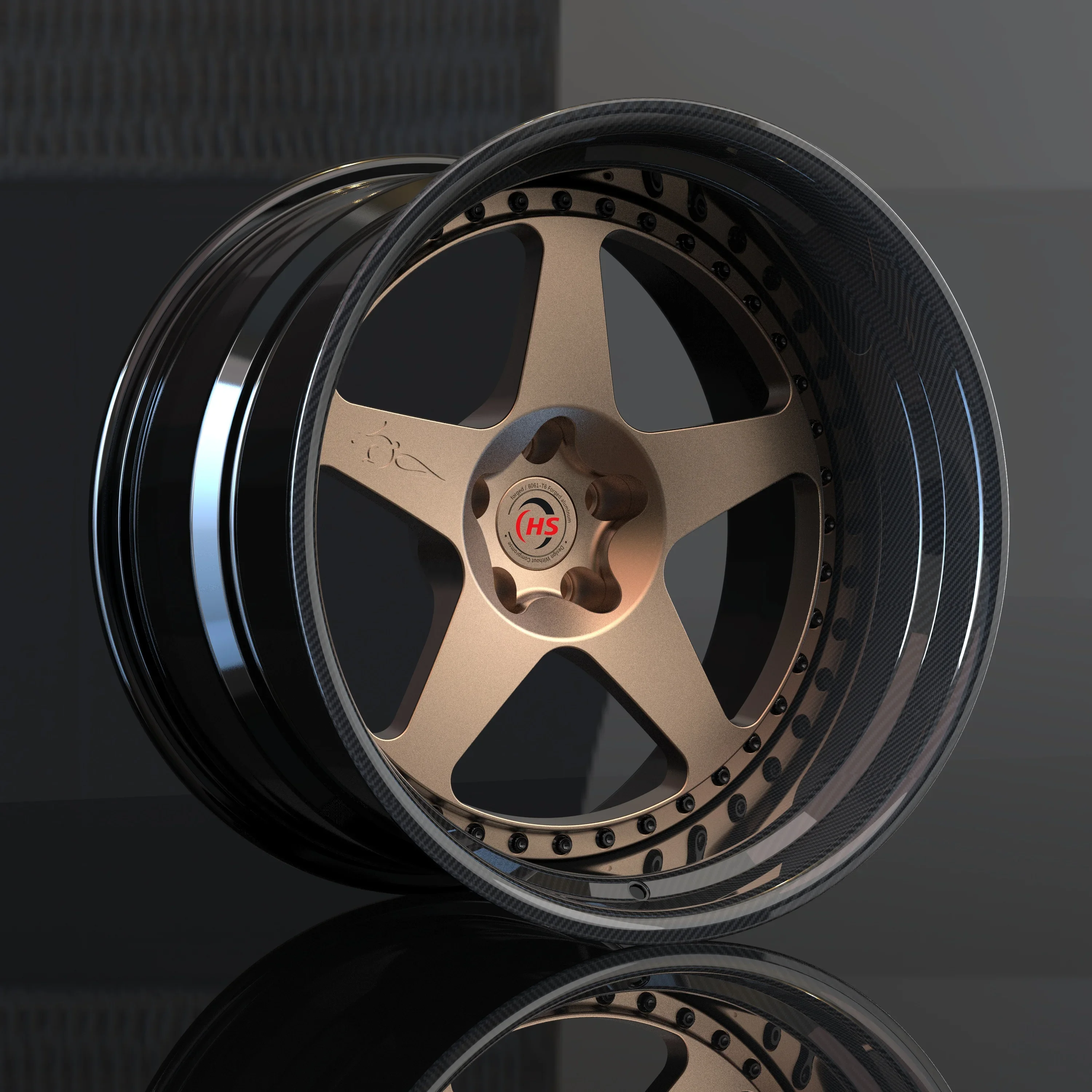 Custom Carbon Fiber 5x114.3 5x112 5x120  2 Piece Deep Concave Multiple Spokes Forged Alloy Car Wheel Rim 18 19 20 21 22 24 Inch