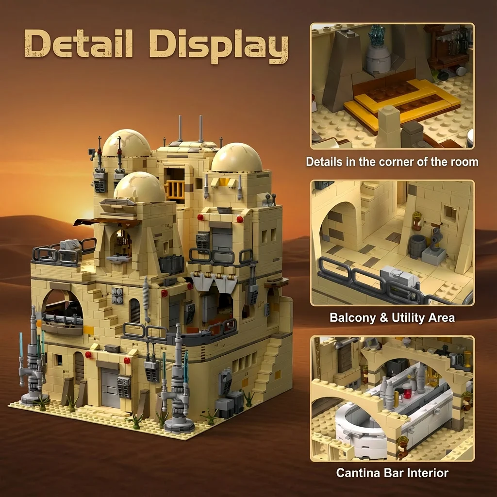 2731PCS 영화 우주 전쟁 행성 테이버네 건축물 도시 상점 모듈형 블록 조립 모델 키트 성인용 크리스마스 선물