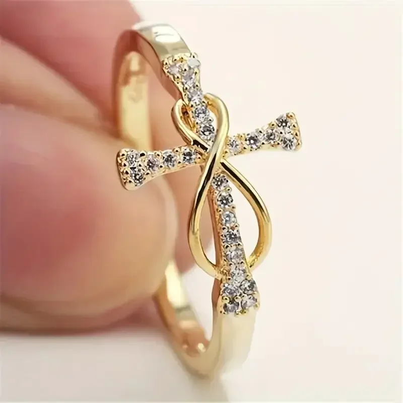 2024 Design Personalized Zircon Cross Ring, Simple and Fashionable, Female High End, Infinite Love, Classic Handicraft Wholesale