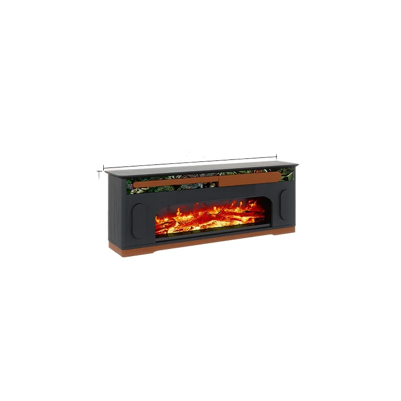 

Entrance cabinet living room American solid wood simulation flame heating fireplace decorative cabinet