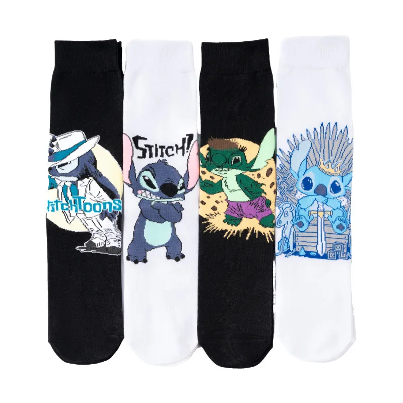 Disney Stitch Adult Socks Cartoon Stitch Four Seasons Popular Tide Socks Cute Disney Girls Mid-Calf Socks Personalized Gift