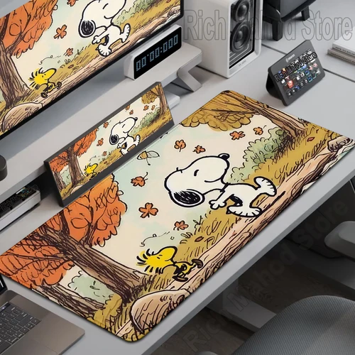 Imagen 1 del producto Alfombrilla de ratón de Anime Snoopy, alfombrilla de escritorio de goma antideslizante para juegos de perros cacahuetes de dibujos animados, alfombra grande para ordenador, oficina, portátil, accesorios para Pc
