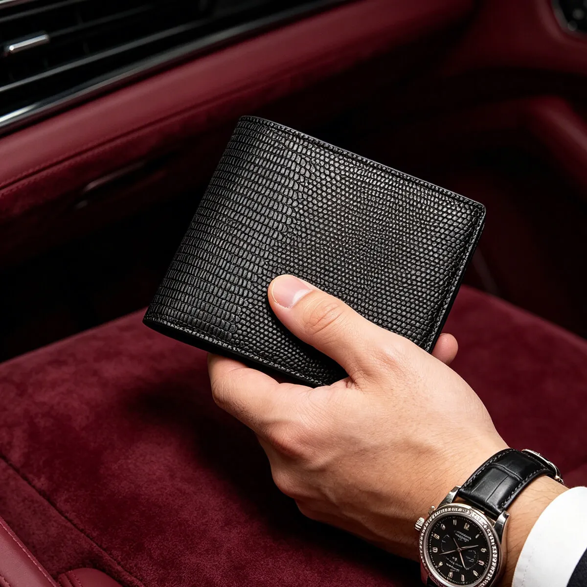 Personalized Men's Luxury Italian Leather Lizard Pattern Men Wallet - Stylish Gift Item for Him