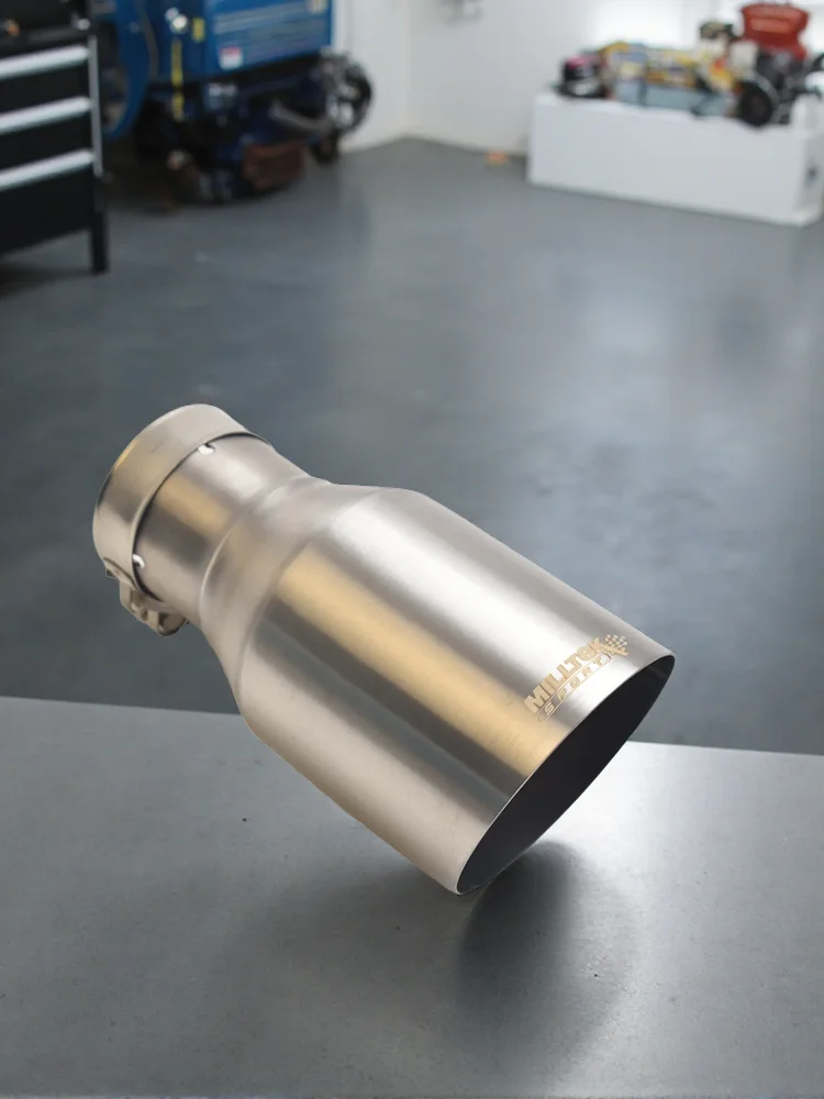 MILLTEK SPORT Auto-Auspuffblende aus 304 Edelstahl, Winkelschnitt, Silber gebürstet, Einzelrohr für Endrohr, 2,5 Zoll und 4,5 Zoll