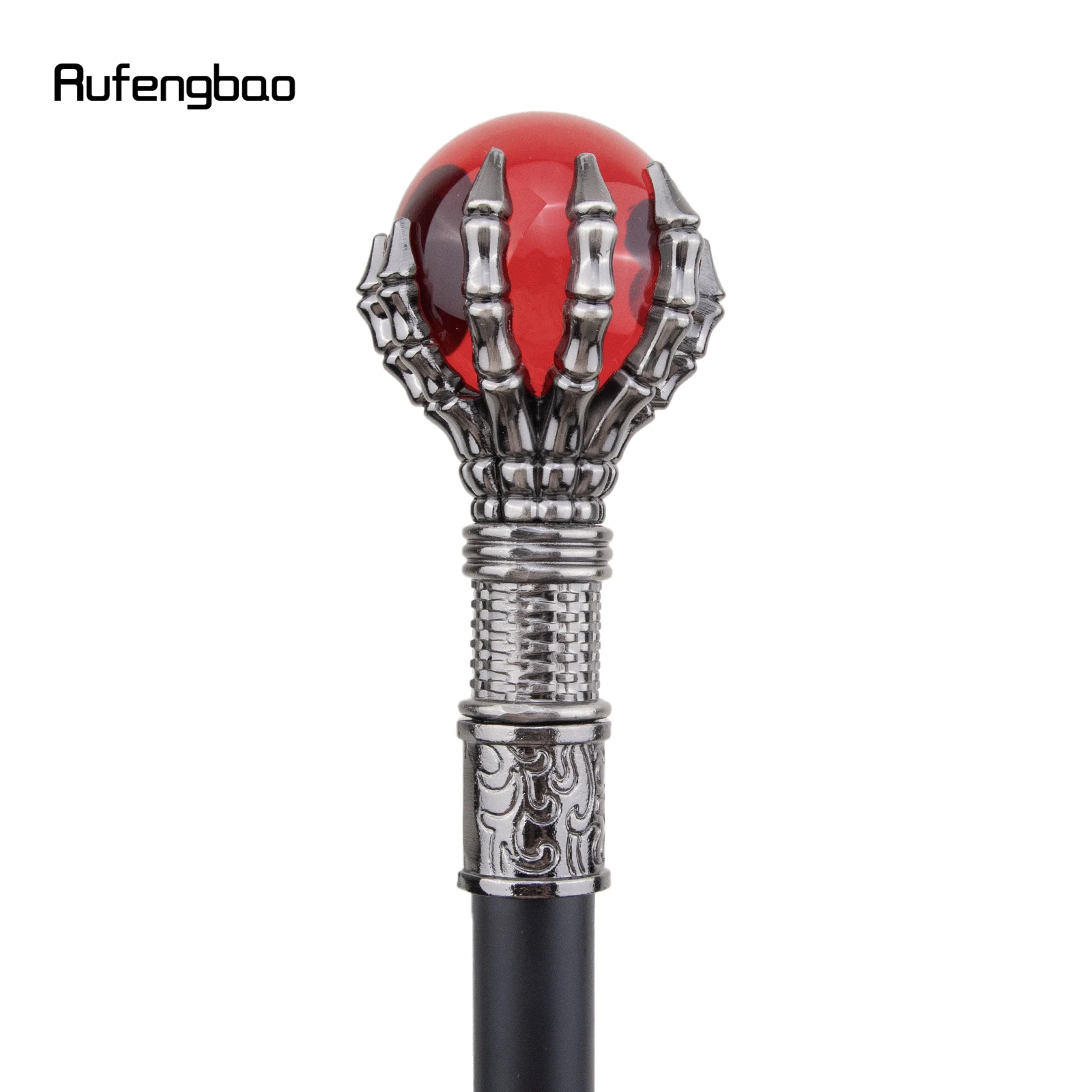 Red Glass Ball  Steampunk Walking Stick with Hidden Plate Self Defense Fashion Cane Plate Cosplay Crosier Stick 93cm