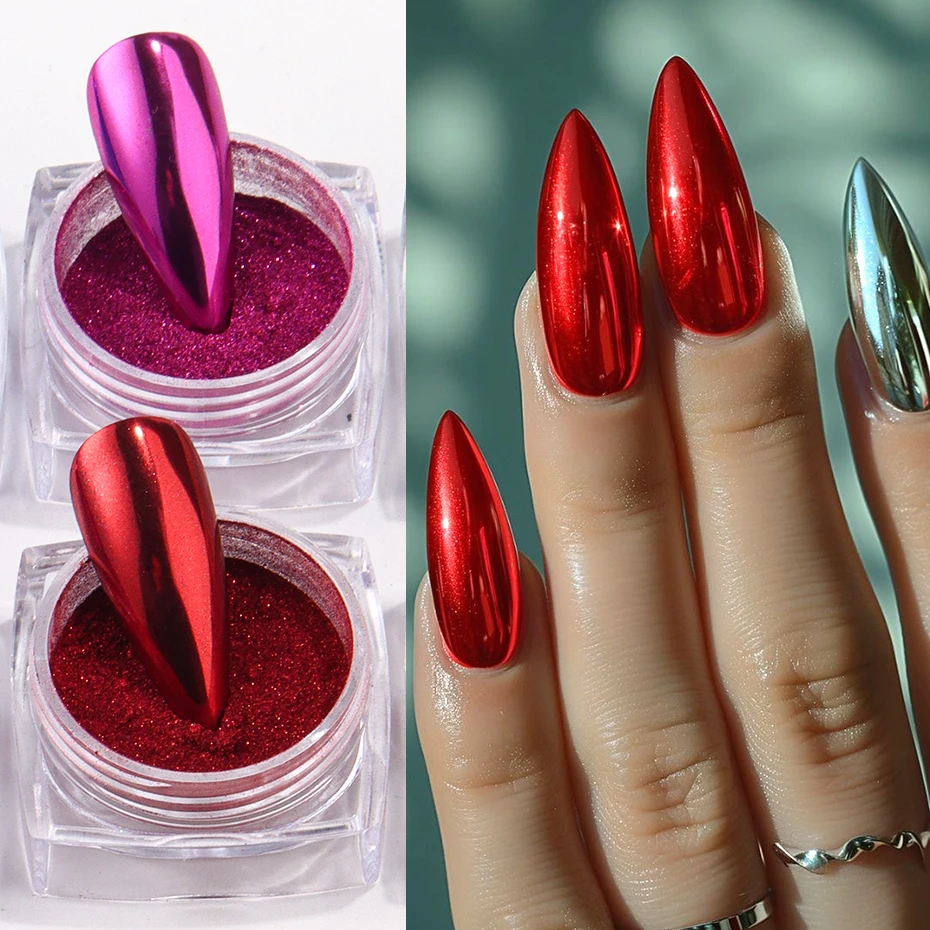 8 صندوق كروم مرآة مسمار مسحوق معدني الفضة الذهب الأزرق مسمار الفن بريق فرك الصباغ رقائق الغبار DIY بها بنفسك عمليات تجميل الأظافر الفاخرة #4