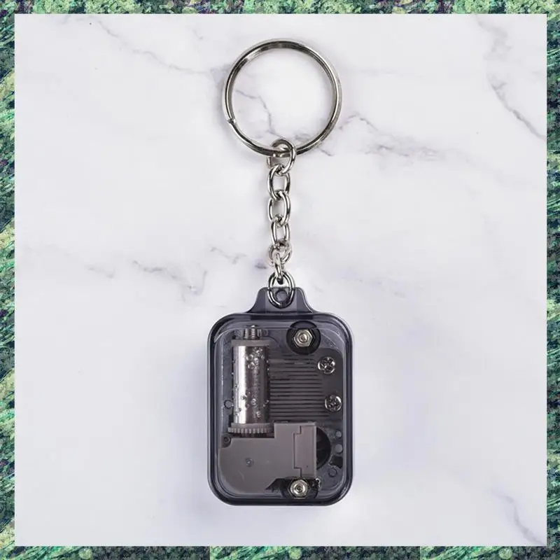 SCLS Music Keychain Women Men Mini Music Box Movement Key Ring Musical Instrument Toy Car Bag Pendant Charms Jewelry