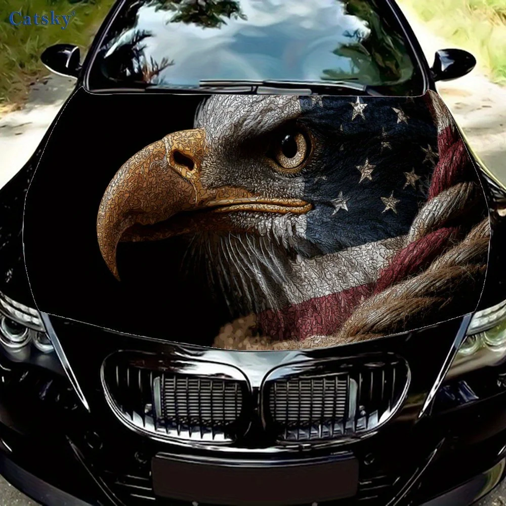 Dynamic Eagle with Stars Car hood decals, car cover decorative stickers, and vinyl wraps for cars, SUVs and trucks. Self-adhesiv