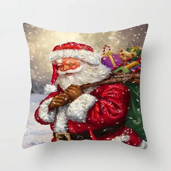 Christmas Santa Claus Pattern Pillow Cushion Cover Car Home Sofa Decoration Pillowcase