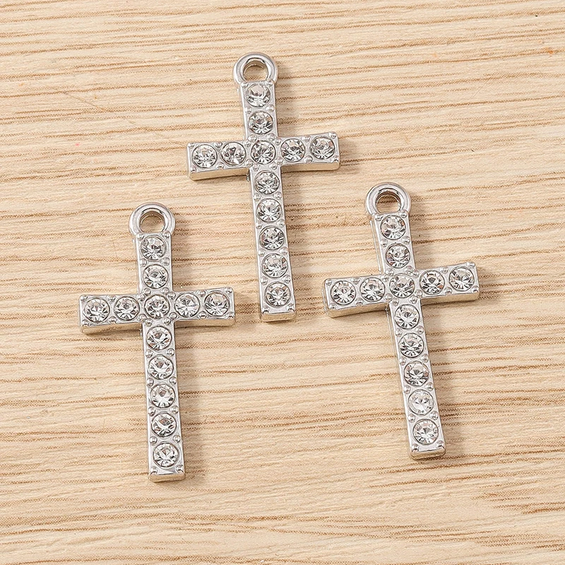 10 Stück 14 x 26 mm niedliche Kristall-Kreuz-Charms-Anhänger für Schmuckherstellung, Tropfen-Ohrringe, Halsketten, Armbänder, Zubehör, DIY-Handwerk, Geschenk – Detail 7